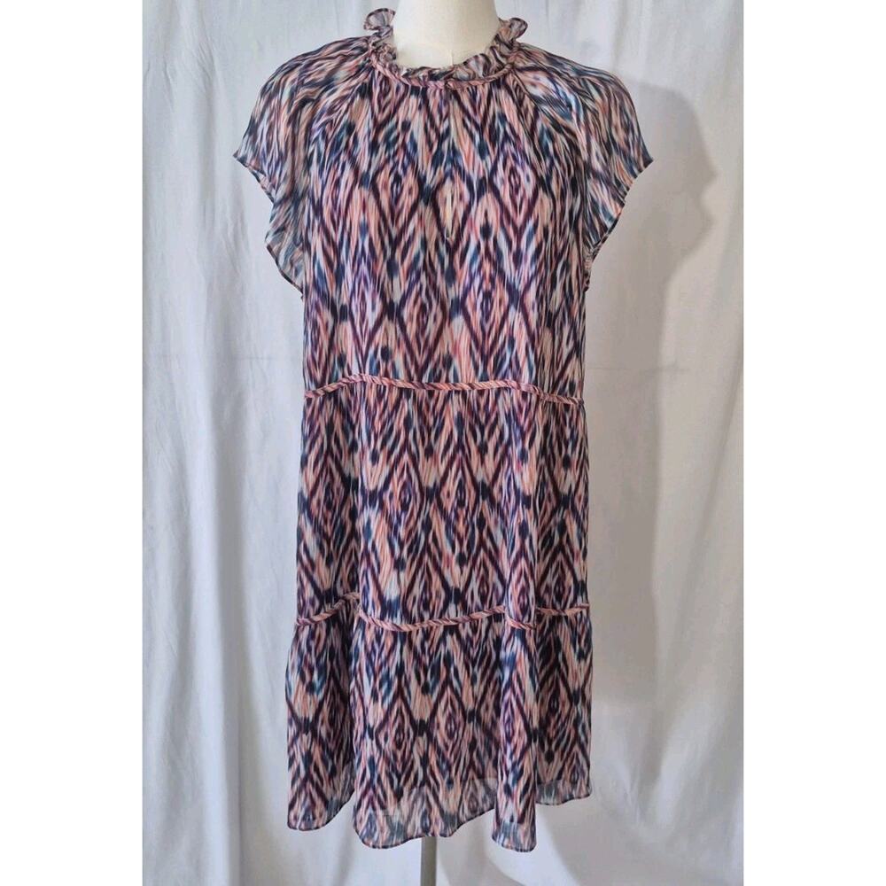 Marie Oliver Womens Purple Pink Ikat Shift Dress Medium